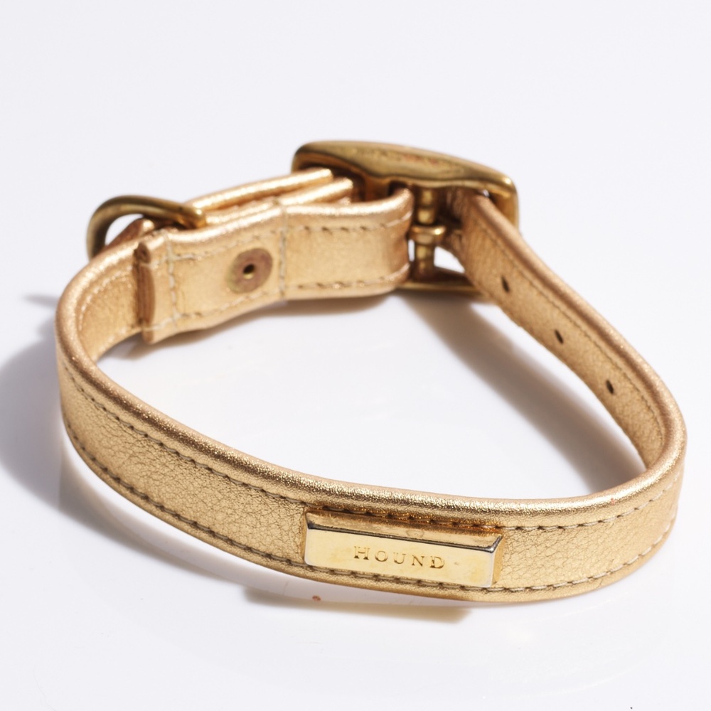 Leather Dog Collar by Hound Collection with Gold Bar Logo